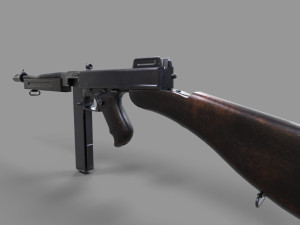 Tommy machine-gun Low-poly Modello 3D