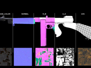Tommy machine-gun Low-poly 3D Model
