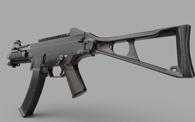 UMP9-GUN Low-poly 3Dモデル .c4d .max .obj .3ds .fbx .stl .blend 