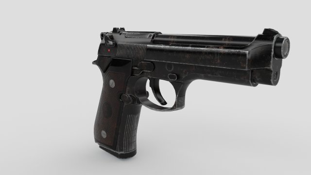 Beretta M9 Low-poly Model 3D .c4d .max .obj .3ds .fbx .stl .blend 