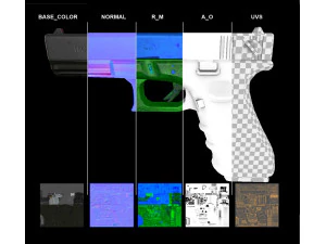 Glock 18C-Gun Low-poly 3D Model