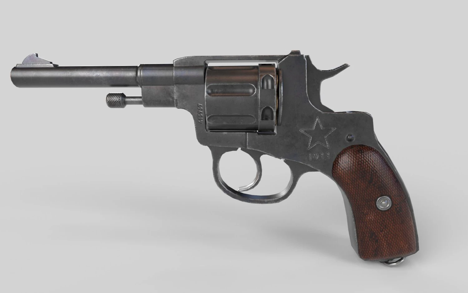 Nagant M1895 Russian-Gun - PBR - Low-poly 3D 3D Model .c4d .max .obj .3ds .fbx .stl .blend