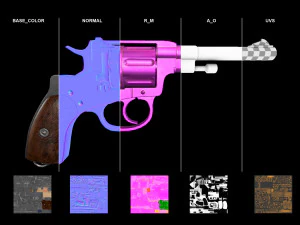 Nagant M1895 Russian-Gun - PBR - Low-poly 3D 3D Model