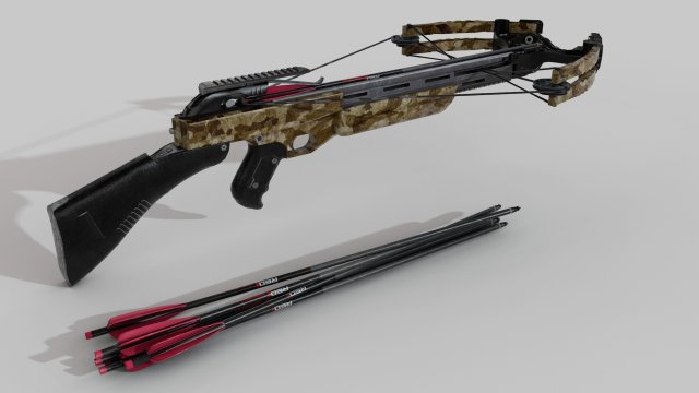 Crossbow Low-poly 3D Model .c4d .max .obj .3ds .fbx .stl .blend 