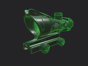 Trijicon ACOG Fiber Optic 4x Rifle Scope Low-poly 3D Модель