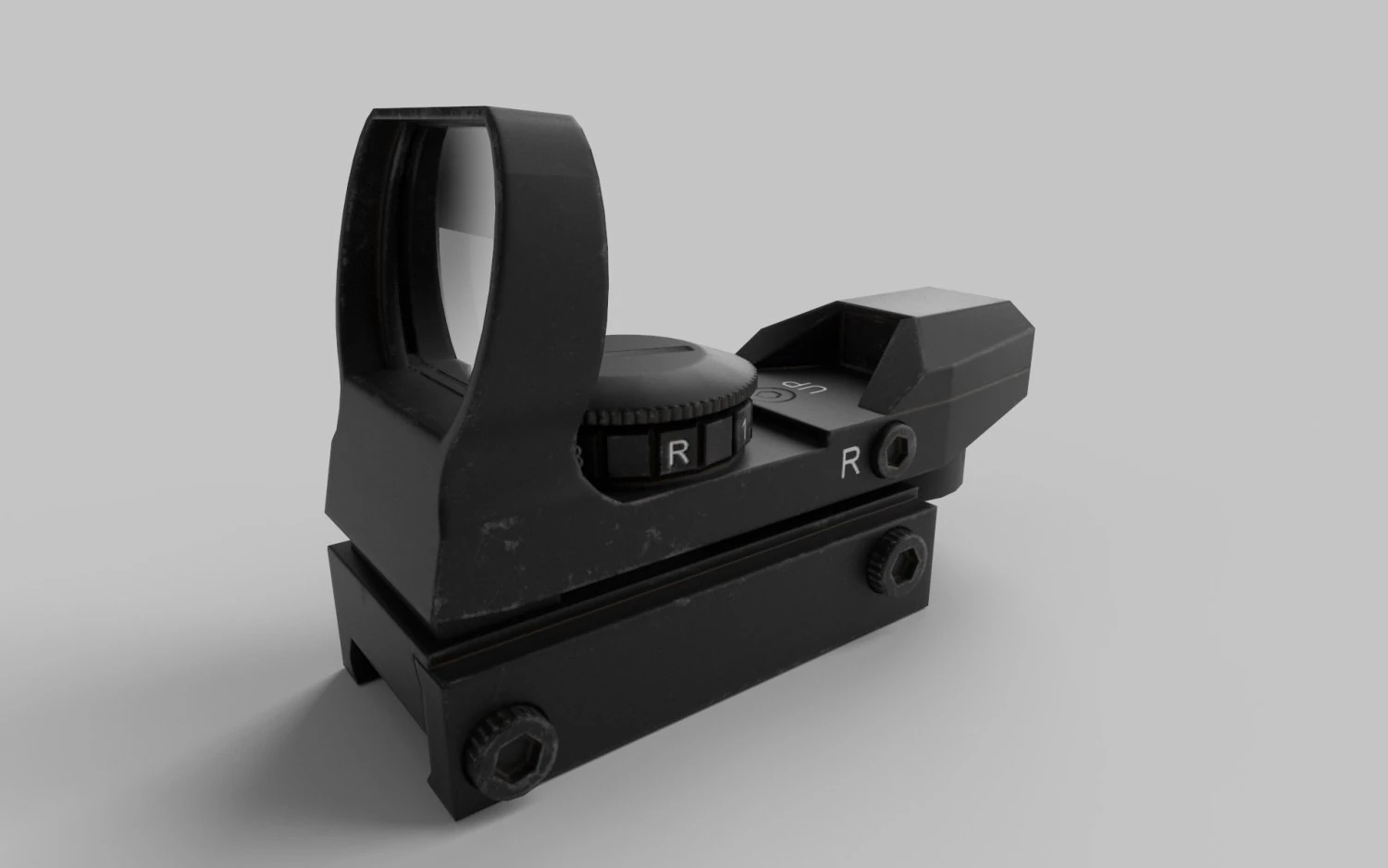 Red Dot Sight Low-poly 3D Model .c4d .max .obj .3ds .fbx .stl .blend