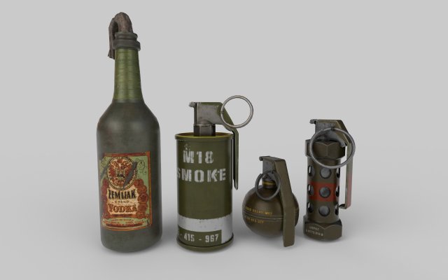 Hand Grenades - PBR - poly 3D Model .c4d .max .obj .3ds .fbx .stl .blend 