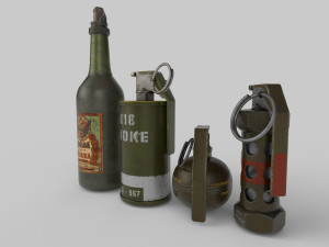Hand Grenades - PBR - poly 3D Model