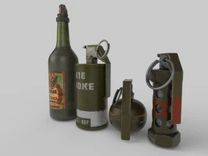 Hand Grenades - PBR - poly 3D Model