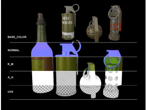 Hand Grenades - PBR - poly 3D Model