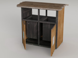Wood street bin Low-poly 3D Model
