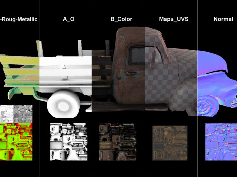 Old Truck PBR Model 3D
