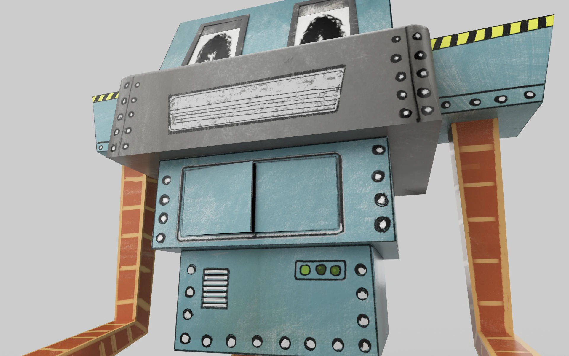 PAPER ROBOT TOY Low-poly 3D Model .c4d .max .obj .3ds .fbx .stl .blend