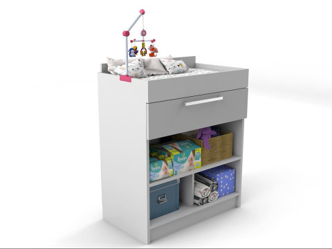 Furniture Baby Changer Crib Bed Modelo 3D