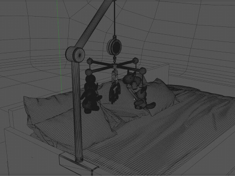 Furniture Baby Changer Crib Bed Modelo 3D