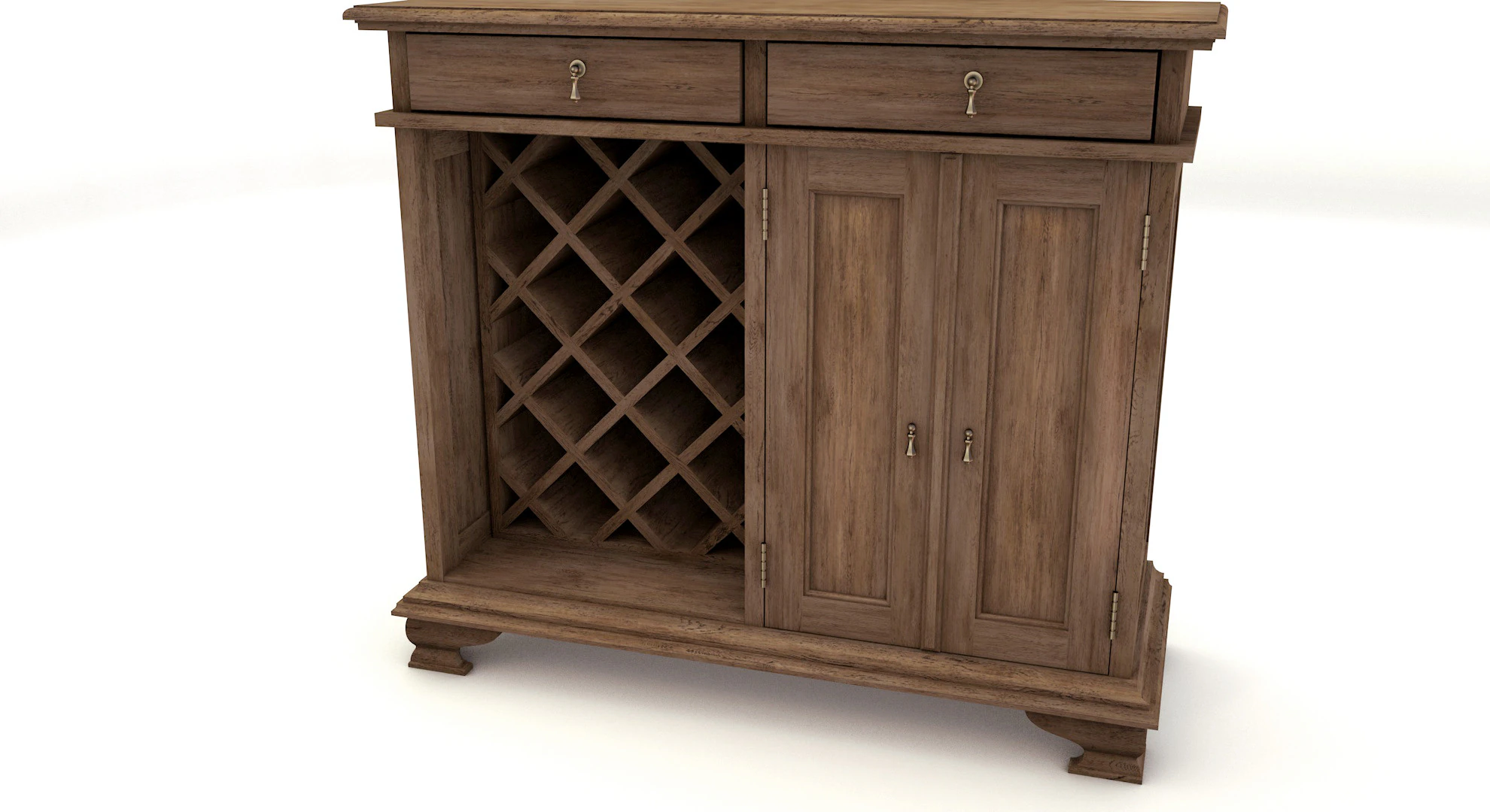 OLD WINE SIDEBOARD Low-poly 3D Model .c4d .max .obj .3ds .fbx .stl .blend 