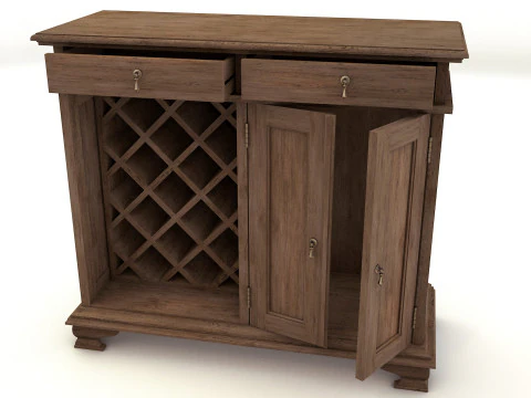 OLD WINE SIDEBOARD Low-poly 3D Model