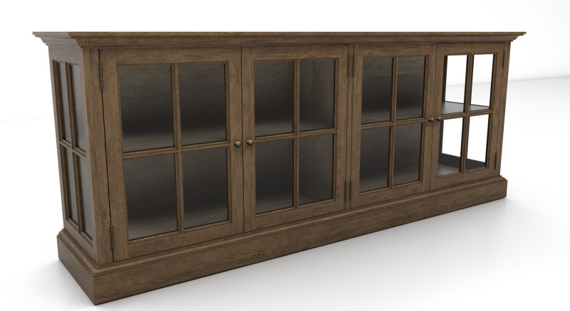 Showcase wooden bookcase with glass doors Low-poly 3Dモデル .c4d .max .obj .3ds .fbx .stl .blend 