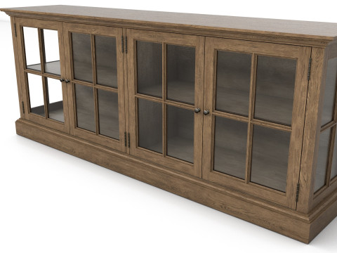 Showcase wooden bookcase with glass doors Low-poly 3Dモデル