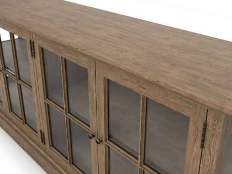 Showcase wooden bookcase with glass doors Low-poly 3Dモデル