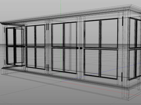 Showcase wooden bookcase with glass doors Low-poly 3Dモデル