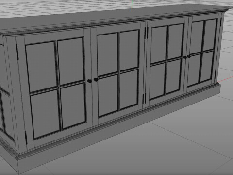 Showcase wooden bookcase with glass doors Low-poly 3Dモデル