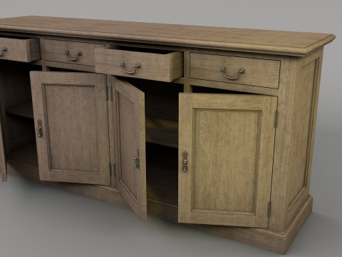 Old storage Cabinet Low-poly Modelo 3D