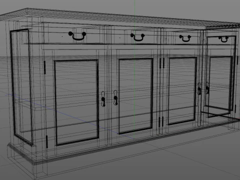 Old storage Cabinet Low-poly 3D Model