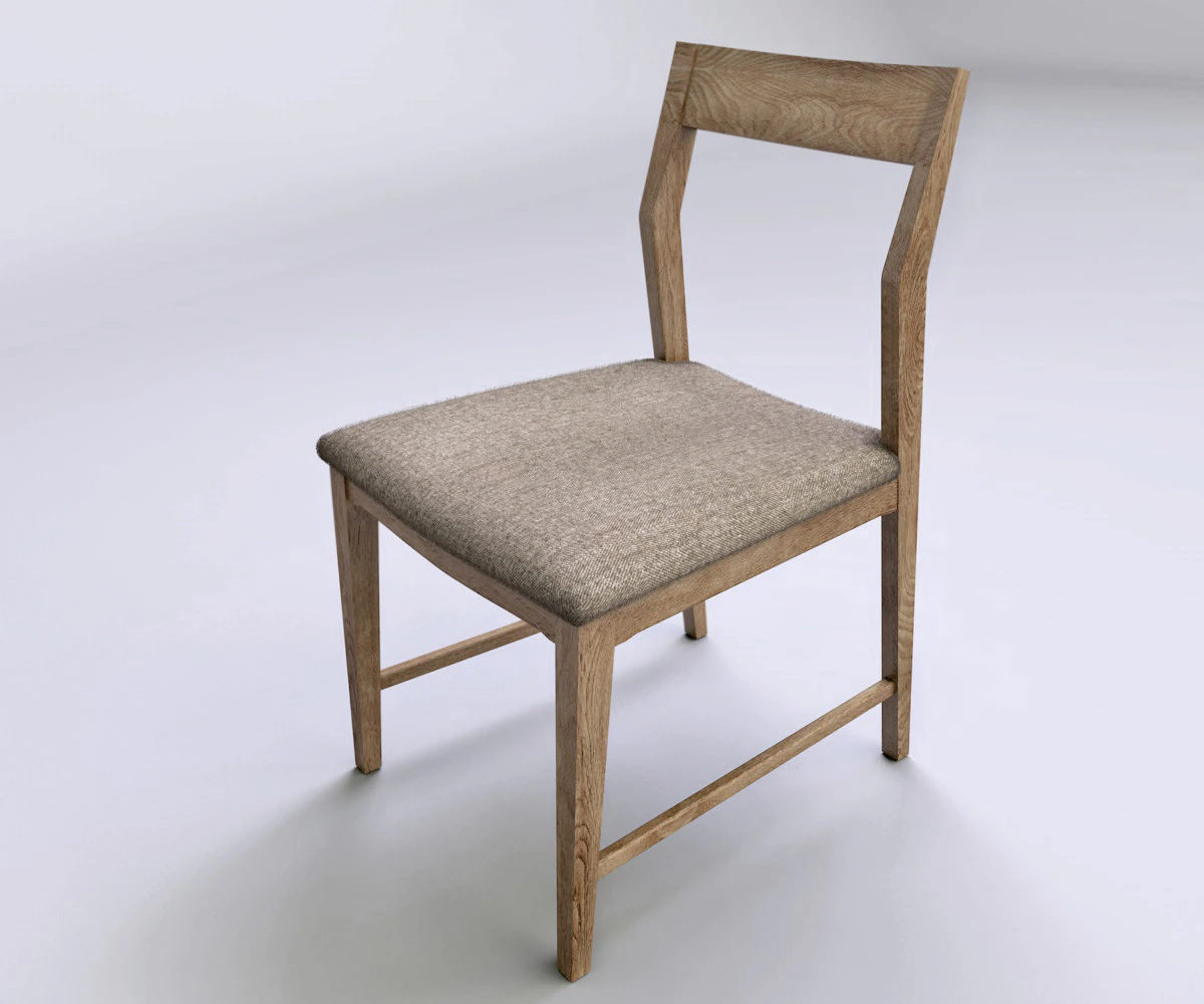 Kitchen Chair Wood Low-poly 3D Model .c4d .max .obj .3ds .fbx .stl .blend
