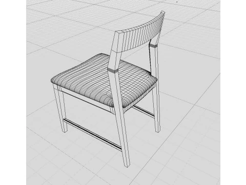 Kitchen Chair Wood Low-poly 3D Model