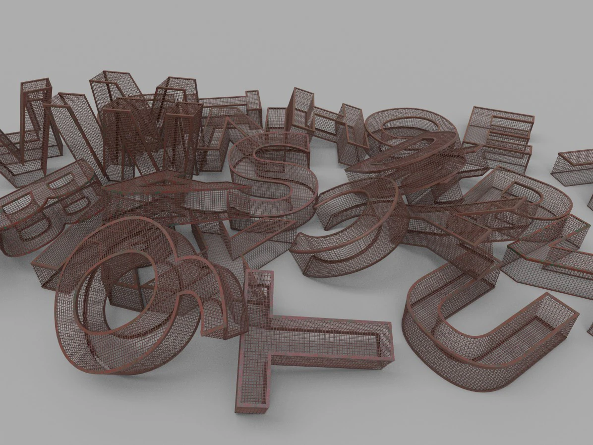 Cage alphabet design 3D Model .c4d .max .obj .3ds .fbx .stl .blend 