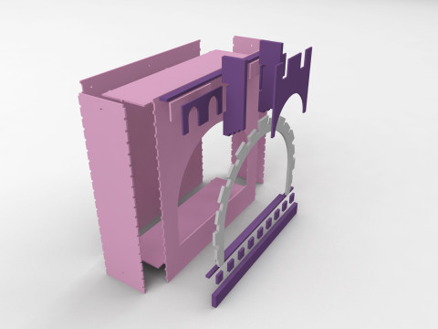 Princess castle Laser-cut MDF Tower Modelo 3D