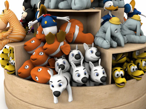 Armoire îlot circulaire avec jouets Modèle 3D