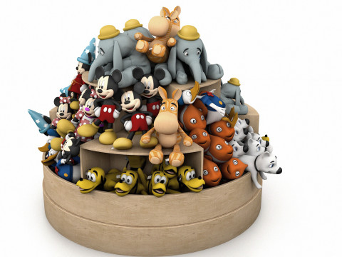 Circular Island Cabinet With Toys 3D 모델