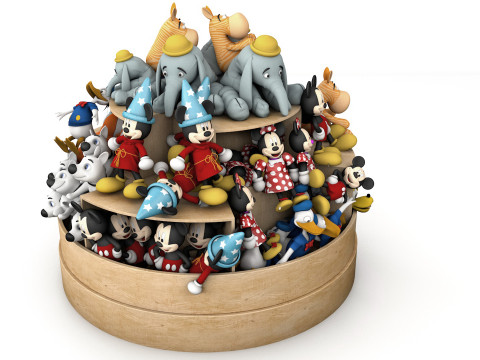 Circular Island Cabinet With Toys 3D 모델