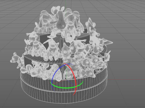 Circular Island Cabinet With Toys 3D Model