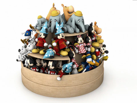 Circular Island Cabinet With Toys 3D Model