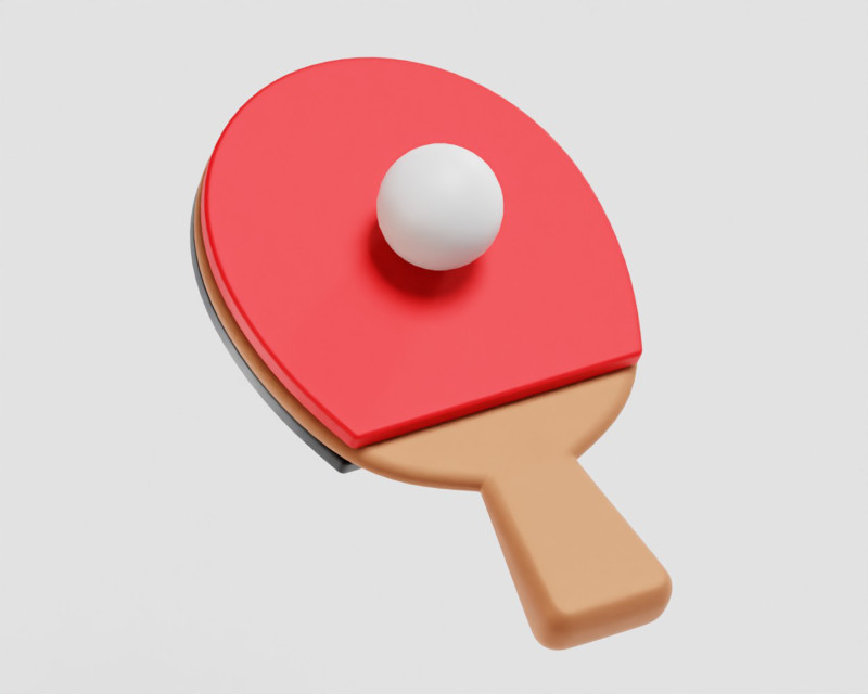 Table Tennis Racket and Ball 3D Model .c4d .max .obj .3ds .fbx .stl .blend 