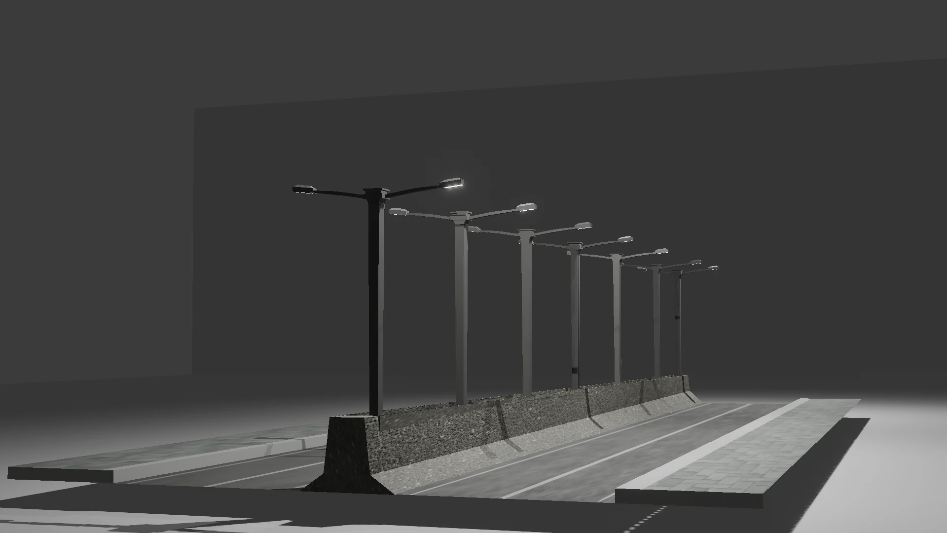 Street with light 3D Model .c4d .max .obj .3ds .fbx .stl .blend