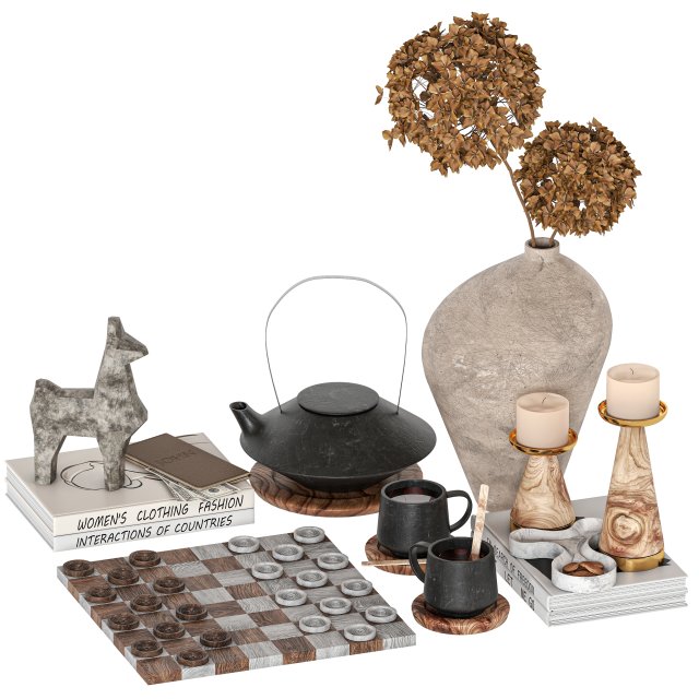 Decorative set 05 3D Model .c4d .max .obj .3ds .fbx .stl .blend 