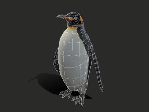 King Penguin Low Poly Animated 3D Модель