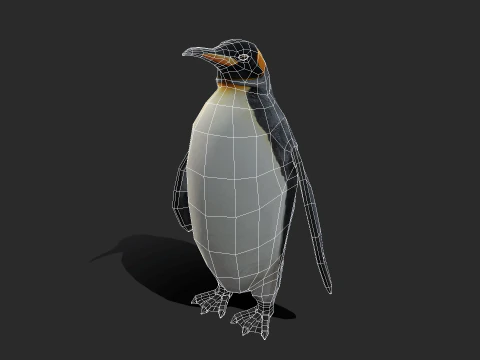 King Penguin Low Poly Animated 3D Model