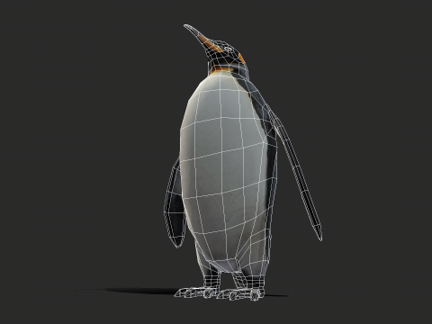 King Penguin Low Poly Animated 3D Модель