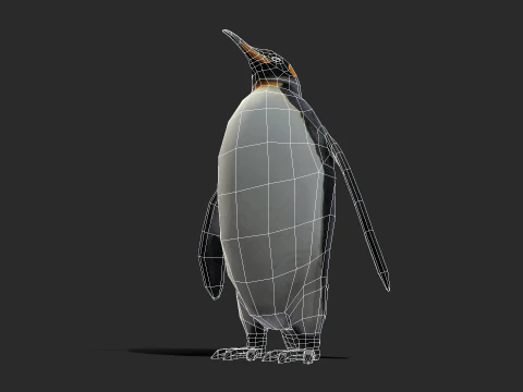 King Penguin Low Poly Animated 3D Model