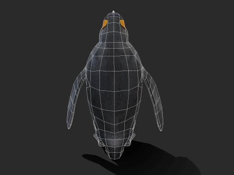 King Penguin Low Poly Animated 3D Model