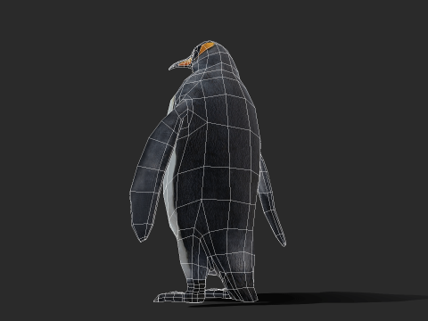 King Penguin Low Poly Animated 3D Модель