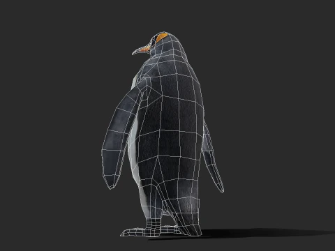 King Penguin Low Poly Animated 3D Model