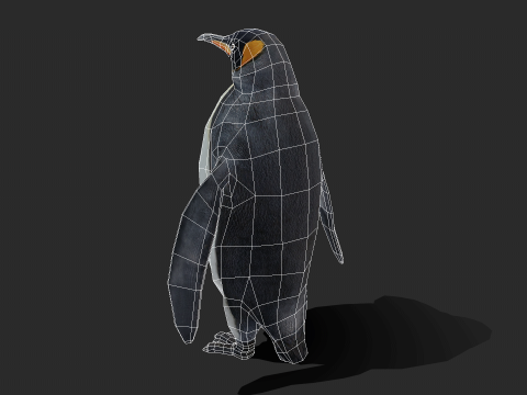 King Penguin Low Poly Animated 3D Модель
