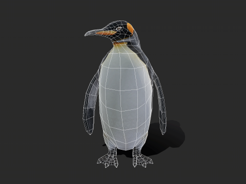 King Penguin Low Poly Animated 3D Модель