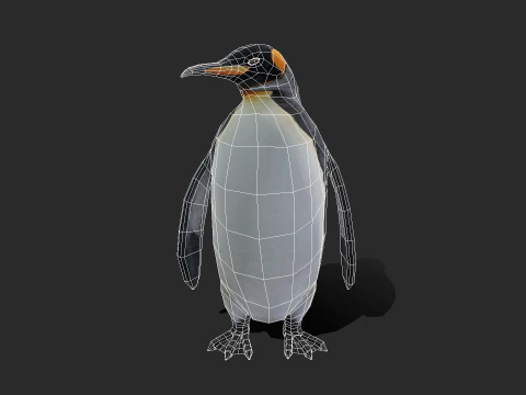 King Penguin Low Poly Animated 3D Model
